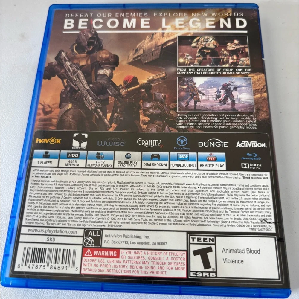 Sony PS4 Destiny Game - Blue Case